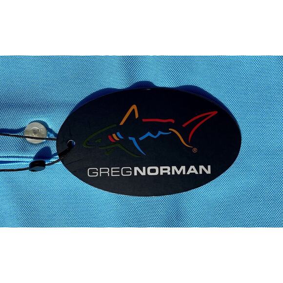 GREG NORMAN Polo Shirt Dri-Fit Golf Shark Logo Men's Blue SIZE Large - New - Picture 2 of 8
